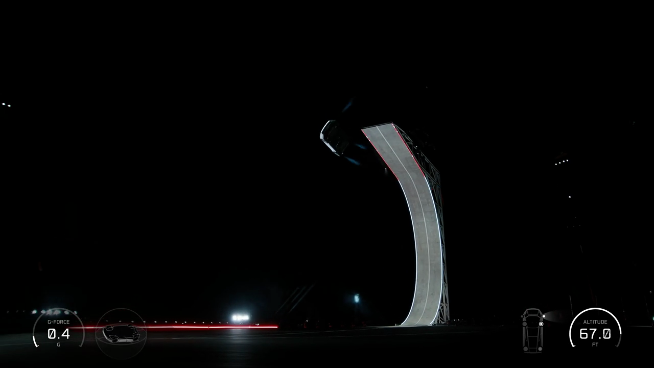 Tesla Roadster 官方發布會中離開斜台的實際示範畫面