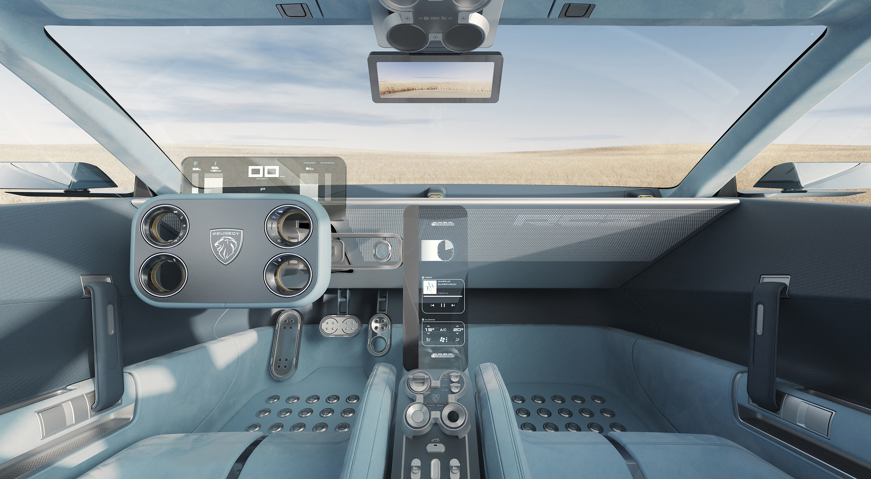 RCZ Vision 的 Hypersquare 與透明顯示屏，官方概念車素材。
